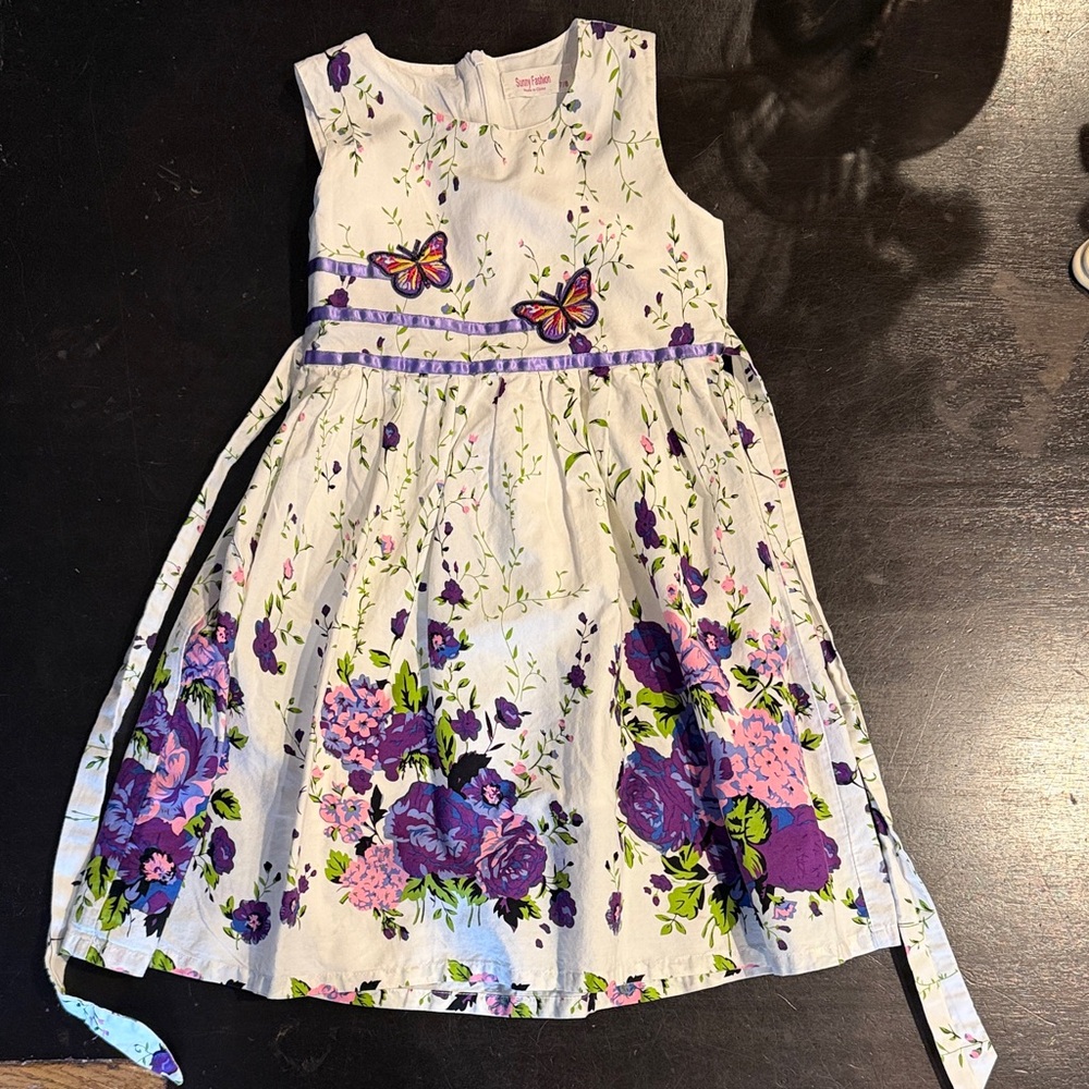 Charming Floral Kids Dress with Purple and Pink Accents